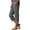 Grey, variant on Women's Cotton Linen Capri Pants, Drawstring Waist Side Slit Casual Cropped Pants, Button Detail Boho Summer Pants for Daily Wear, Workout, Hiking and Relaxed Outfits Beige L