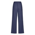 thumbnail image 4 of Women's Cotton Linen Drawstring Pants Summer Palazzo Pants Hiking Cargo Joggers Pants Lightweight Quick Dry Trousers Dark Blue XXL, 4 of 5