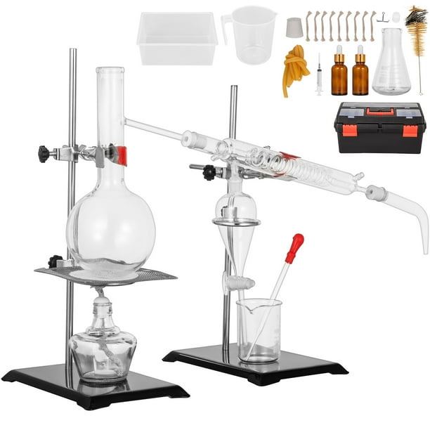 VEVOR Distillation Apparatus Kit 500ml Essential Oil Distiller Fractional Distillation Kit Lab