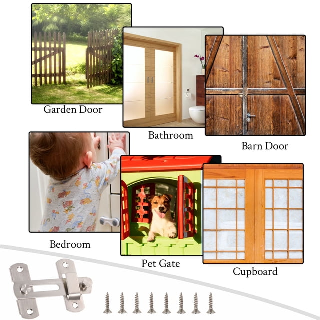 relayinert 2pcs/set Safety And Privacy Stainless Steel Gate Latches Easy Installation Reliable And Durable silver 1Set