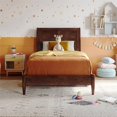 thumbnail image 2 of Valencia Twin Solid Wood Low Profile Sleigh Platform Bed in Walnut, 2 of 13
