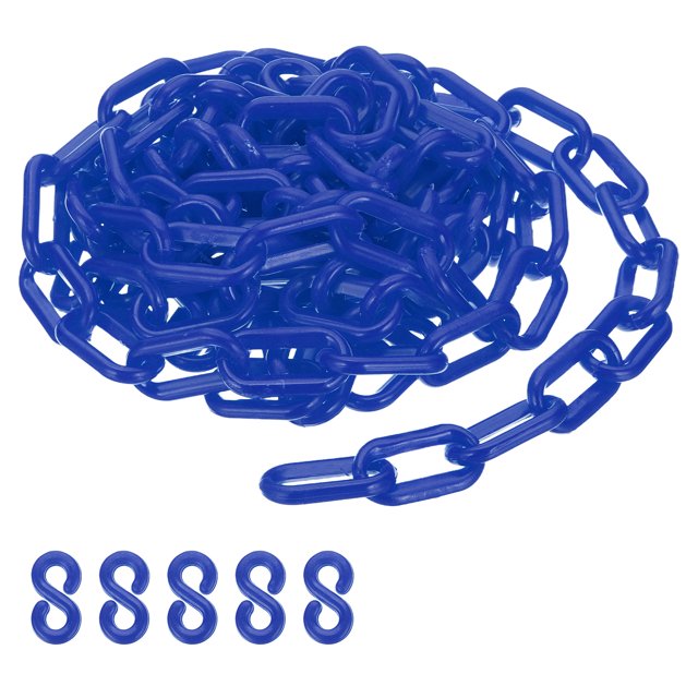 Uxcell Blue Plastic Chain, 10 ft 6mm Safety Barrier Chain for Crowd Control