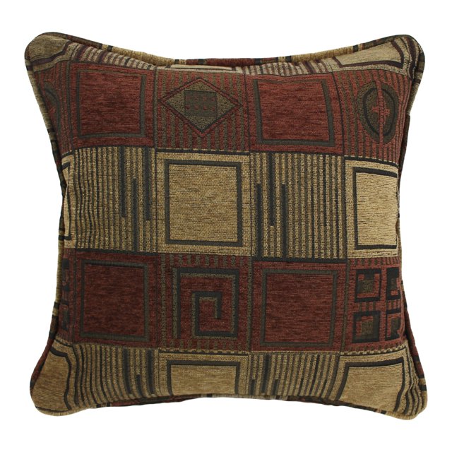 18-inch Double-corded Square Patterned Jacquard Chenille Throw PIllow with Insert - Rose Bouquet