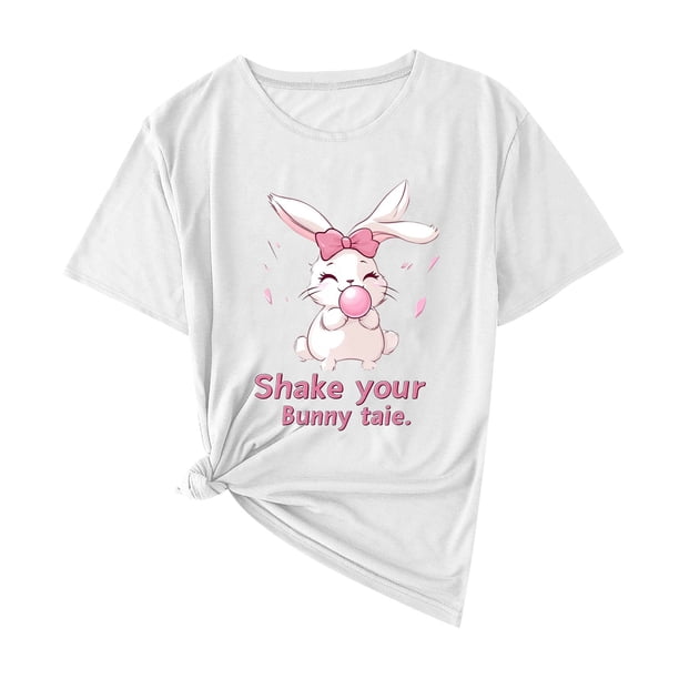 Camisas de Manga Corta para las Mujeres Moda Casual Impresión Cuello Redondo Suéter Tee Blusas
