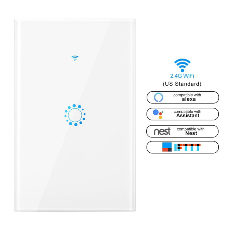 1/2/4 Gang WiFi Smart Wall Touch Light Switch Glass Panel for Alexa/Google APP 