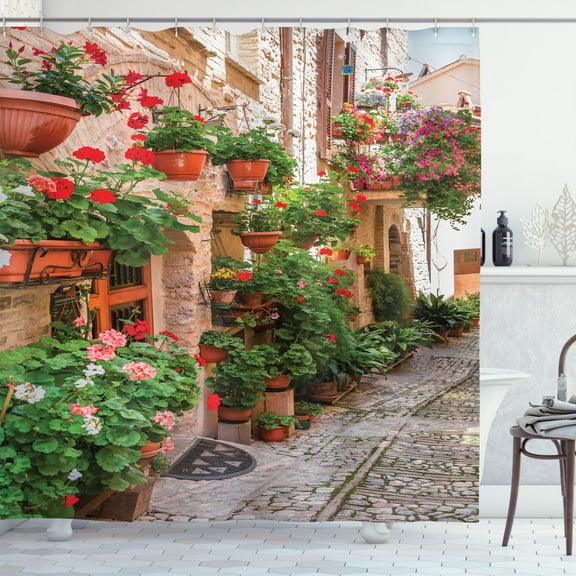 Ambesonne Colorful Shower Curtain, Small Medieval Town, 69"Wx75"L, Multicolor