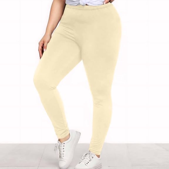 BXINGOHAI Leggings for Women Plus Size High Waisted Tummy Control Soft Yoga Pants for Workout Running Beige,2XL
