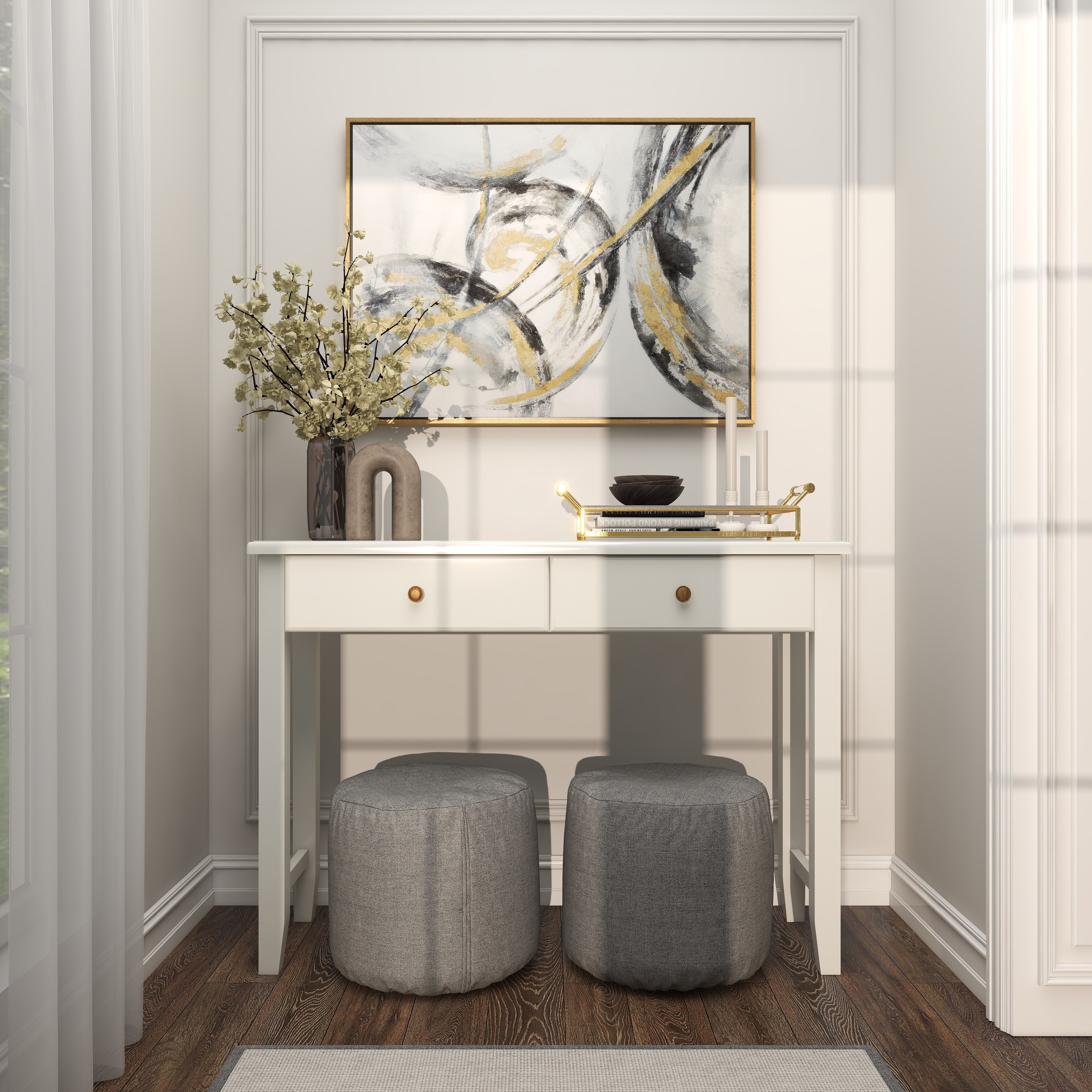40" x 30" Abstract Framed Wall Art with Gold Frame, by CosmoLiving by Cosmopolitan