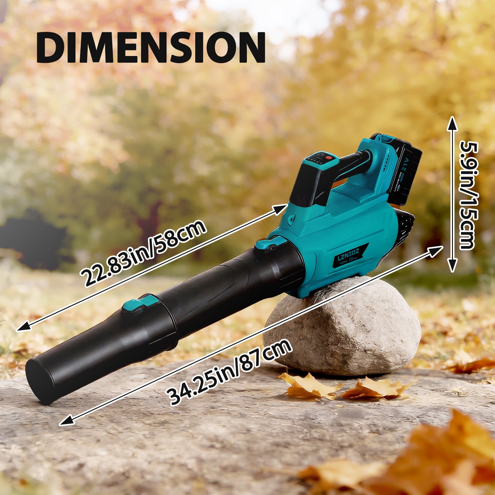 LZNIOZ 21V Cordless Leaf Blower, 580 CFM 200 MPH with 2 Batteries, 6-Speed Handheld Blower, Blue