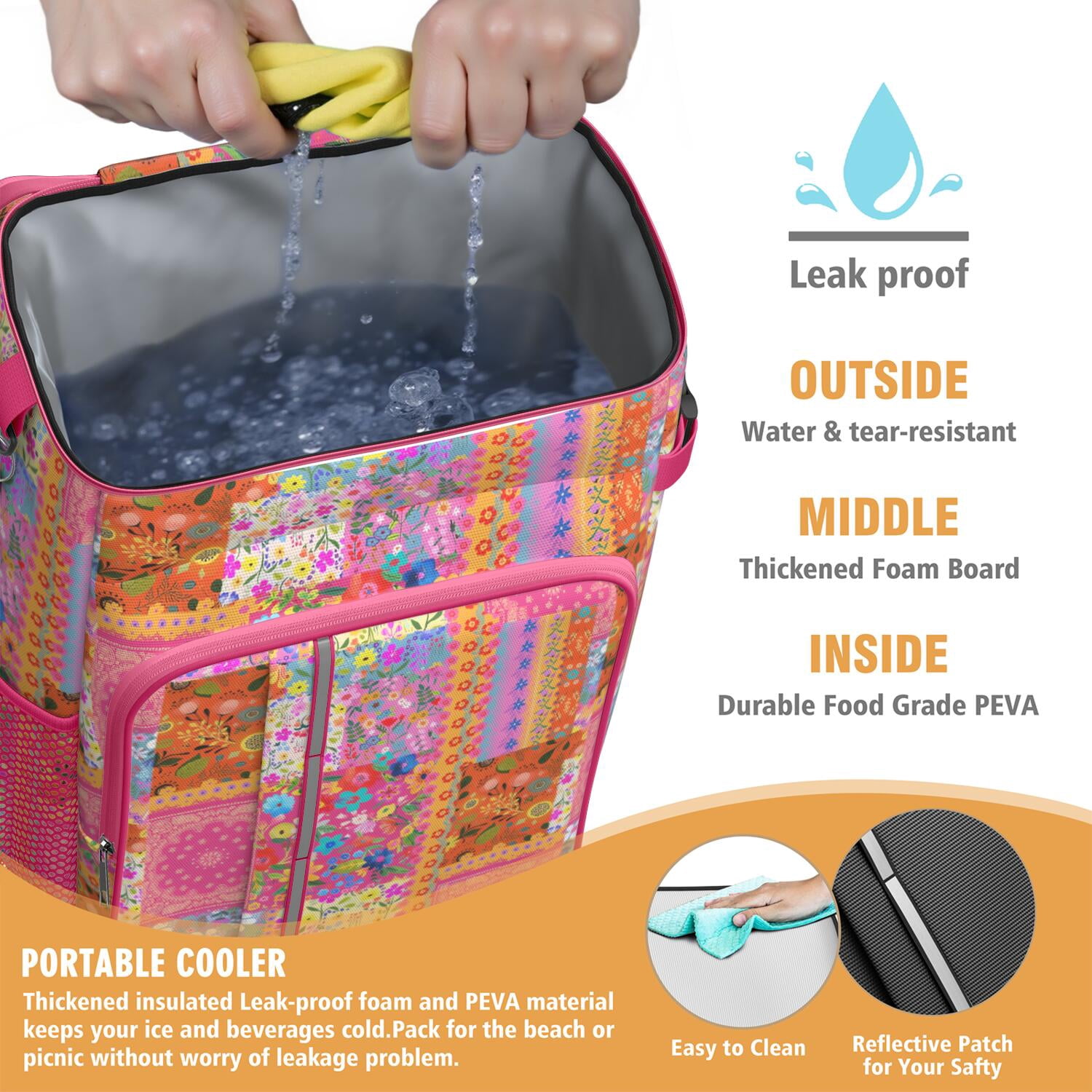 Travel Cooler Bag - Boho Bohemia Flower Camping Beer Cooler Backpack with Bottle Opener- Waterproof Insulated Picnic Backpacks - Cooler Bag for Beach