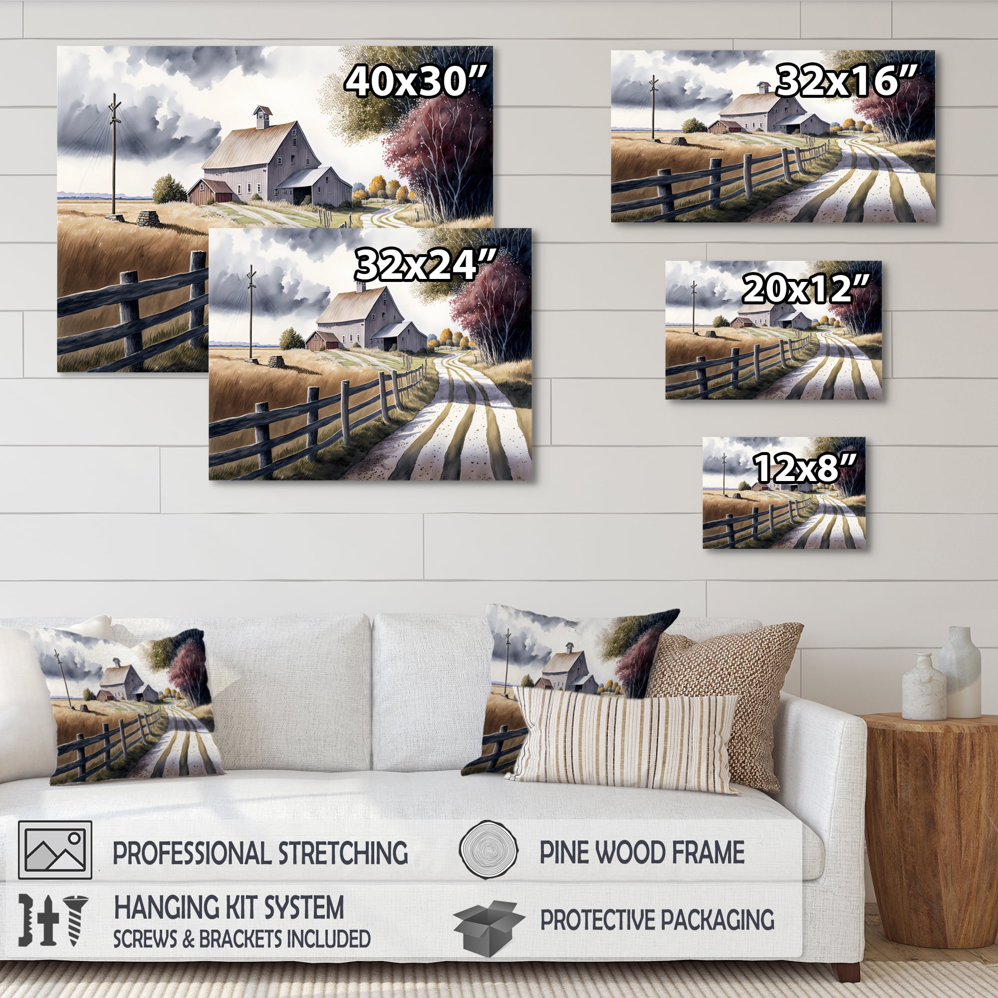 Designart Path To The Barn V Canvas Wall Art