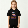 thumbnail image 2 of In Love With Her Girls Graphic Tee, Retro Pastel Flower In Love 100% Cotton Kids Short Sleeve T-Shirt, 2 of 5