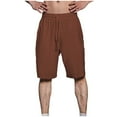 thumbnail image 1 of Diufon Men's Athletic Shorts Cotton Linen Drawstring Waisted Outdoor Sport Shorts Spring Summer Shorts with Pockets, 1 of 5
