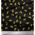 thumbnail image 2 of Soimoi Black Poly Georgette Fabric Yellow Flower & Dots Printed Fabric 1 Yard 42 Inch Wide, 2 of 5
