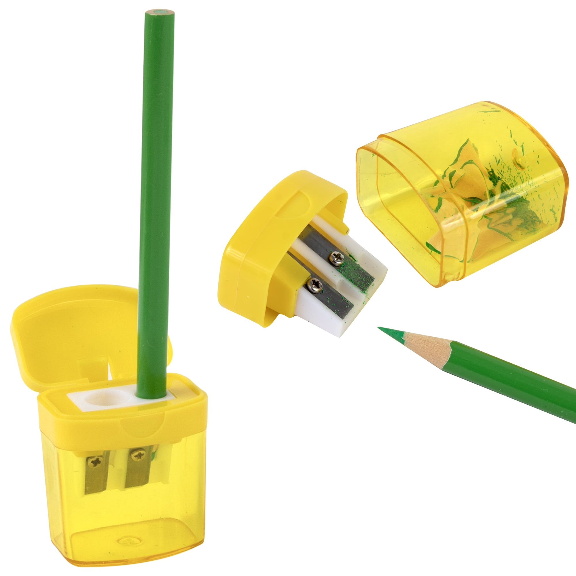 100 Pack Plastic Manual Handheld Dual Hole Pencil Sharpeners in Multicolor Assortment