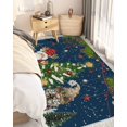 thumbnail image 3 of Navy Blue Christmas Area Rug 4x6 Living Rug with Tassel Woven Cotton Entryway Rugs Washable Bedroom Rugs Aesthetic Nursery Carpet Gnomes Xmas Tree Snowflake Winter Gifts Floor Mat for Laundry Room, 3 of 5
