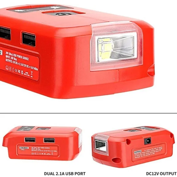USB Charger Adapter For Craftsman 14.4-20V Li-ion Battery with 140LM LED Light