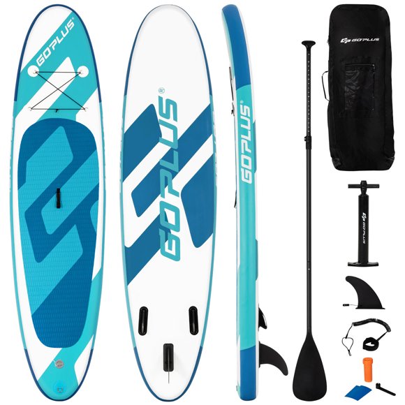 Goplus Planche à Pagaie Gonflable 10 Pieds 6 Pieds' d'Épaisseur avec Laisse en Aluminium pour Pagaie Sac à Dos