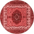 thumbnail image 1 of Ahgly Company Machine Washable Indoor Round Abstract Red Modern Area Rugs, 3' Round, 1 of 4