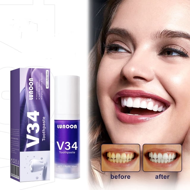 Price Slashed! Purple Teeth Whitening Toothpaste Deep Cleans Tartar Teeth Stains Mouth Odor Fresh Breath Toothpaste 30ML for a Limited Period
