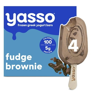 Yasso Frozen Greek Yogurt Creamy Fudge Brownie Better than Ice Cream Bars, 4 Count
