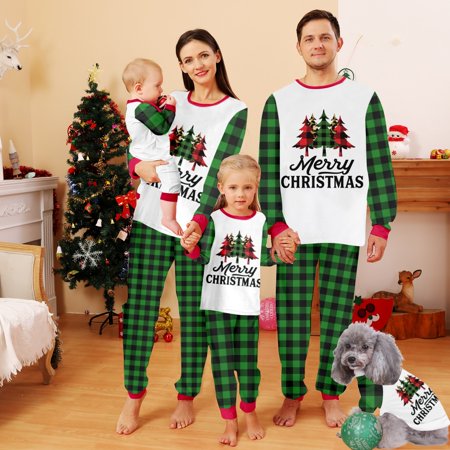 

Matching Family Christmas Pajamas Christmas Buffalo Plaid Stripe Printed Sizes Baby-Kids-Adult-Pet 2 Pieces Top and Pants Bodysuits Pajamas Sets