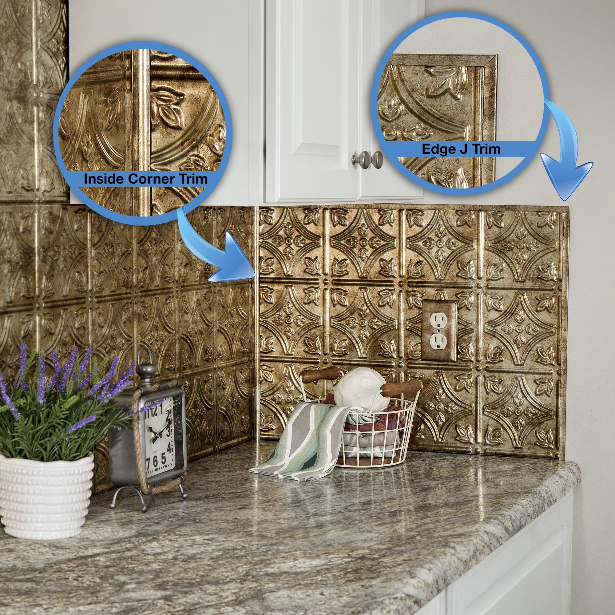 FASÄDE Rings Decorative Vinyl Backsplash 15 sq ft Kit in Bermuda Bronze