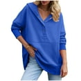 thumbnail image 5 of vigerkar Women's Casual Long Sleeve Sweatshirt Loose Henley Neck Pullover Tunic Tops Fashion Outfits (Blue, S), 5 of 9