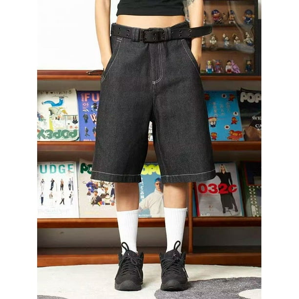 vintage y2k baggy jorts バギーパンツ　2点セット QWEEK Y2k Vintage Baggy Jorts Women Embroidery Hip Hop Gothic