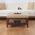 thumbnail image 2 of Artistic Accomplishment Coffee Table Ottoman with Storage, Soft Fabric Upholstery, Nailhead Trim, Padded Seat, Slatted Shelf for Display, Easy Assembly, 2 of 6