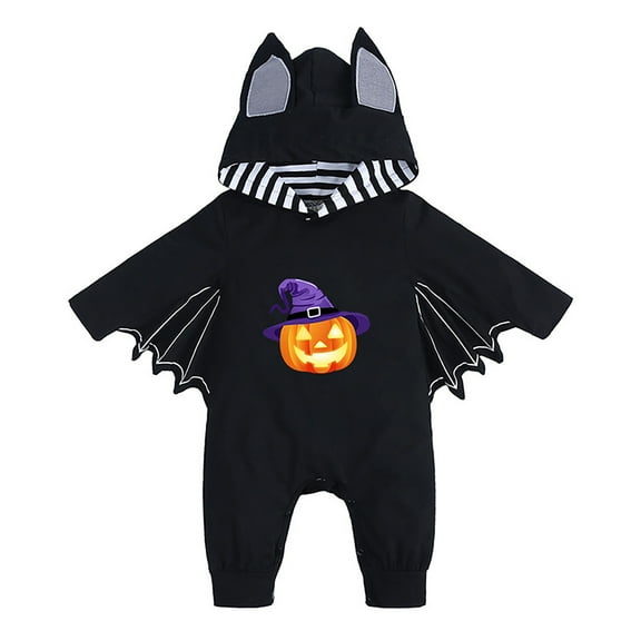MEZZALL My First Halloween Outfits O-neck Baby Boy Girl Pumpkin Clothes Bat Clothes Hoodie Romper Playsuit Jumpsuits Toddler Festival Clothes Versatile / 0-3 Months