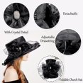 thumbnail image 6 of Women Derby Fascinator Hat Organza Church Wedding Hat Wide Brim Cocktail Tea Party Hat, 6 of 7