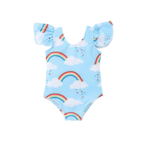 TAIAOJING Toddler Baby Girl OnePiece Swimsuit Kids Rainbow Bikini