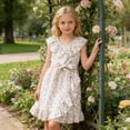thumbnail image 6 of Gelikeya Girls Floral Dress Ruffle A-Line Toddler Summer Sleeveless Casual Dresses Fashion Cute Z02 White, 4-5 Years, 6 of 8