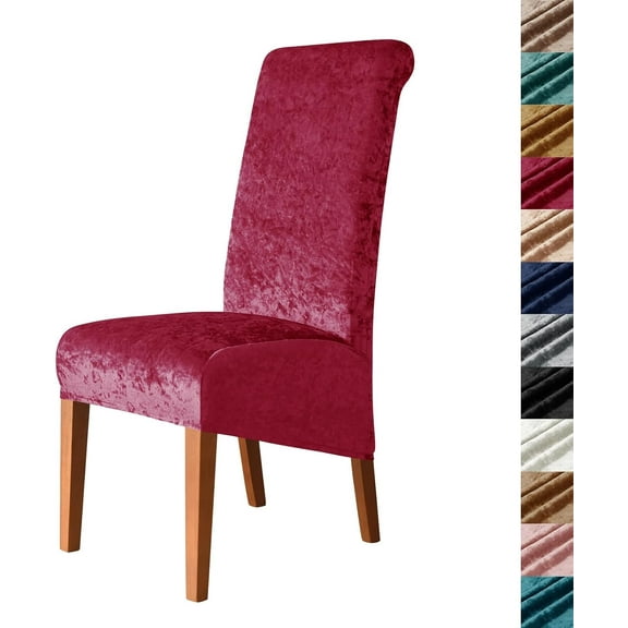 LKJYER Velvet Stretch High Back Parsons Chair Covers Set , Removable Spandex XL/Oversized Extra Large Size Dining Room Chair Covers Slipcovers, Seat Protectors for Dining Room Banquet Decor