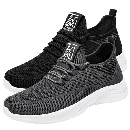 

eczipvz Men Shoes Fashion Summer Men Sports Shoes Flat Soft Bottom Non Slip Mesh Breathable Comfortable Mens Go Walk 5 Qualify Sneaker (Black 11)