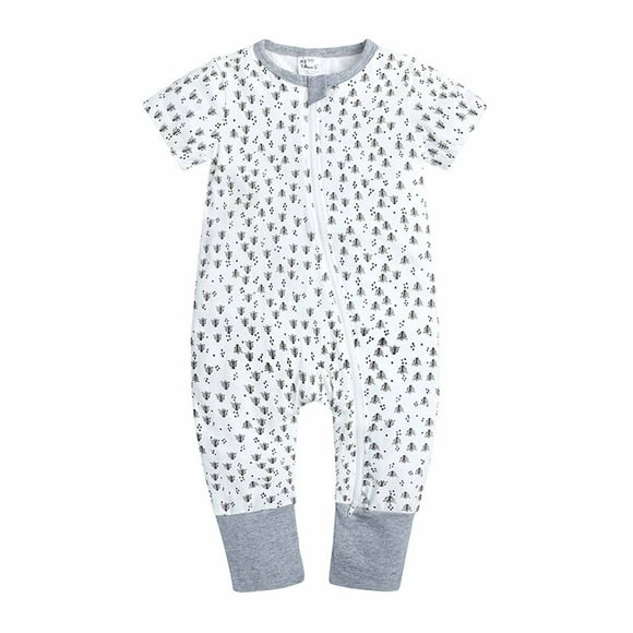 IROINID Discount Cotton Neutral Onesies Summer Newborn Baby Girls Boys Bodysuit Short Sleeve Printed Zipper One-piece Romper Jumpsuit,Gray