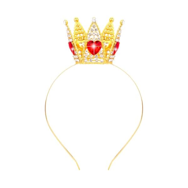 wonima44 TOBATOBA Queen of Hearts Crown Headband Red and Gold Princess Peach Crown for Women Girls Descendants Costume Queen of Hearts Costume Women Dress Accessories for Halloween Cosplay Prom Party
