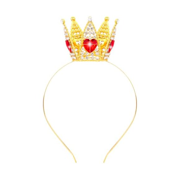 wonima44 TOBATOBA Queen of Hearts Crown Headband Red and Gold Princess Peach Crown for Women Girls Descendants Costume Queen of Hearts Costume Women Dress Accessories for Halloween Cosplay Prom Party