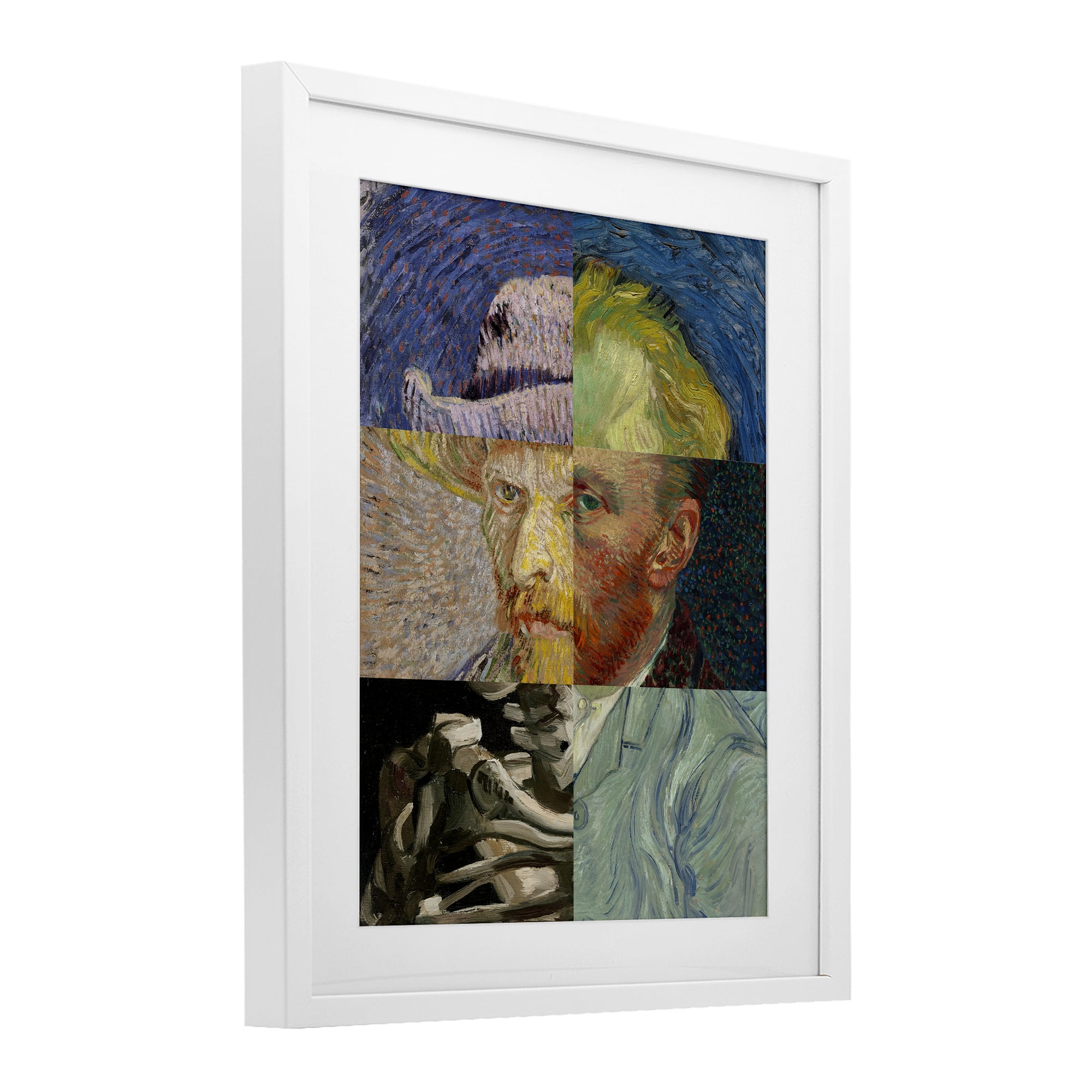Collaged Van Gogh Portraits White Framed Print Under Glass, design by Masters Redux