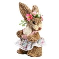 thumbnail image 3 of Artificial Easter Straw Rabbit Figure Collectible Bunny Handmade Woven Crafts Ornament for Home Farmer Children gift for garden Decor D, 3 of 8