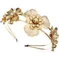 thumbnail image 3 of Miangastore Golden Metal Headband for Women Photo Props Delicate Double Layer Flower Crown for Party Use, 3 of 8