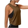 thumbnail image 2 of Womens Workout Tank Tops Racerback Sleeveless Running Workout Yoga Tops Summer Beach Athletic Shirts Brown L, 2 of 7
