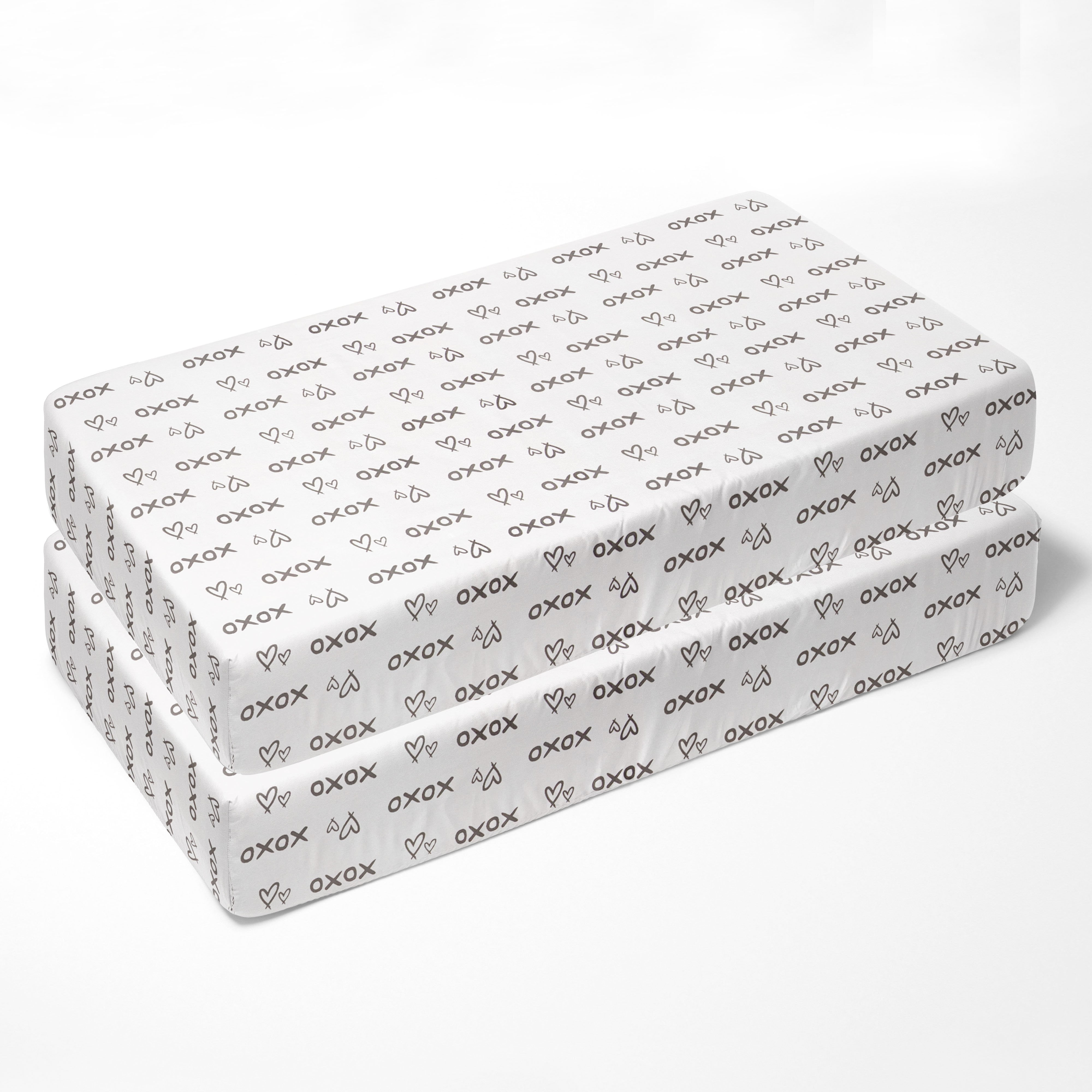 Bacati - Crib or Toddler Bed Fitted Sheet, Aztec Love Grey
