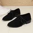 thumbnail image 4 of Miluxas Women Fashion Solid Color Pointed Toe Lace up Loafers Slip on Low Heel office Lady Shoes Black 6.5(38), 4 of 8