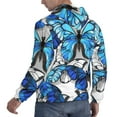 thumbnail image 6 of Pofeuu Blue and White Butterflies Print Mens Casual Hooded Collar Drawstring Hoodies Pullover Sweatshirts Casual Long Sleeve Shirts-Large, 6 of 7