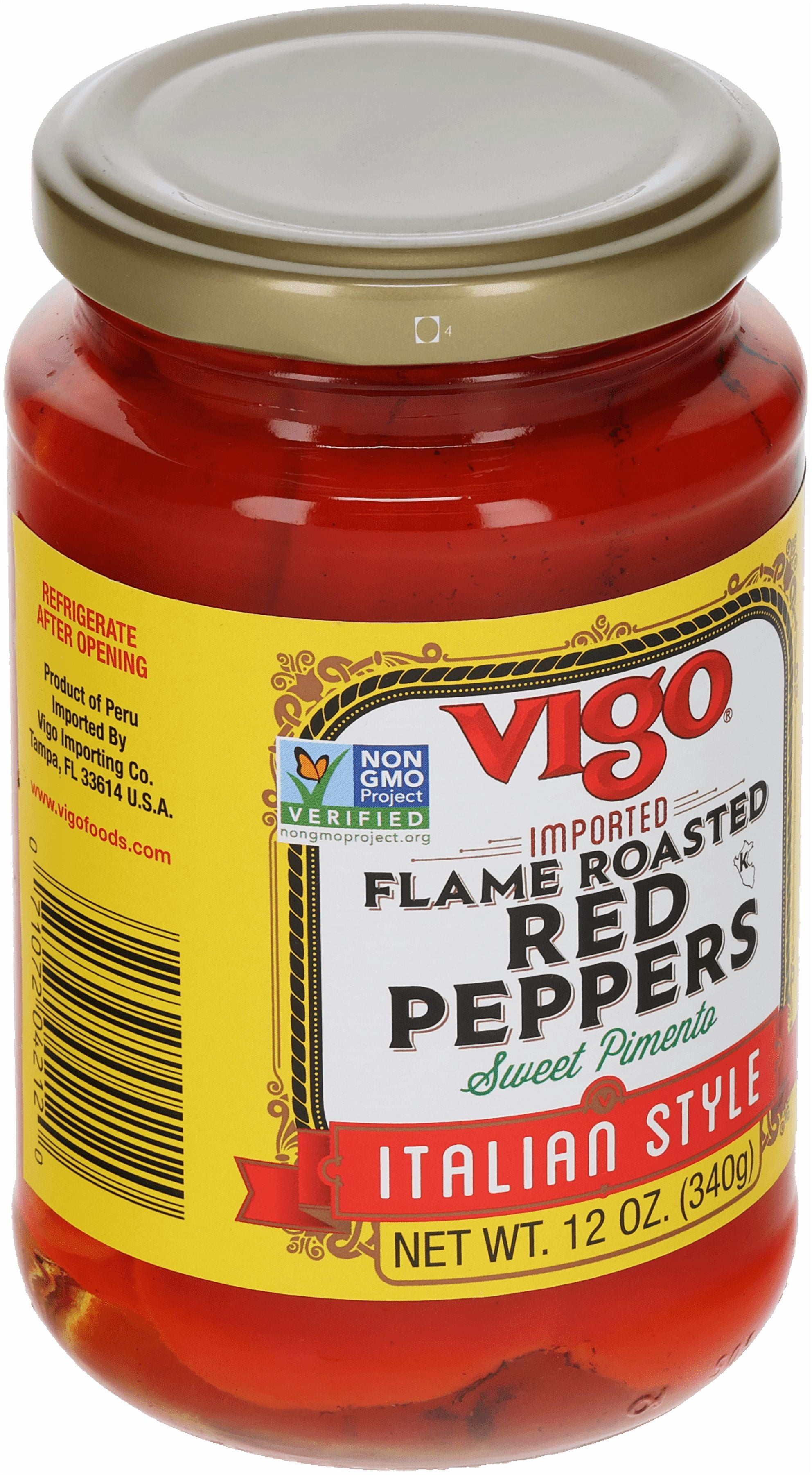 (6 pack) Vigo Foods Flame Roasted Red Peppers, 12 oz, Allergens Not Contained