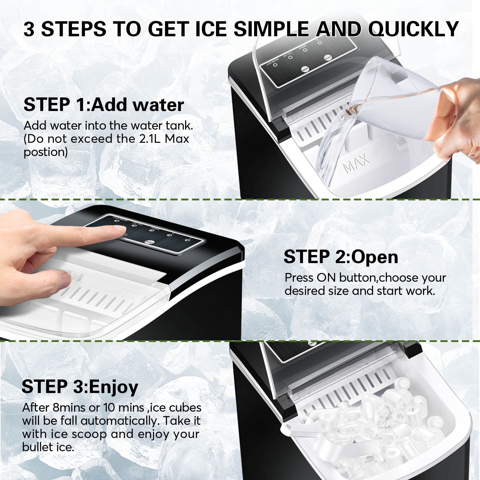 Portable Counter Top Self Cleaning Ice Maker Machine -  26lbs/24Hours with Ice Scoop, Basket, Black