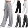 thumbnail image 2 of Wide Leg Pants For Women’s Fleece Lined Sweatpants Straight Pants Bottom All-Math Plain Fitness Joggers Pants Travel Basic, 2 of 7