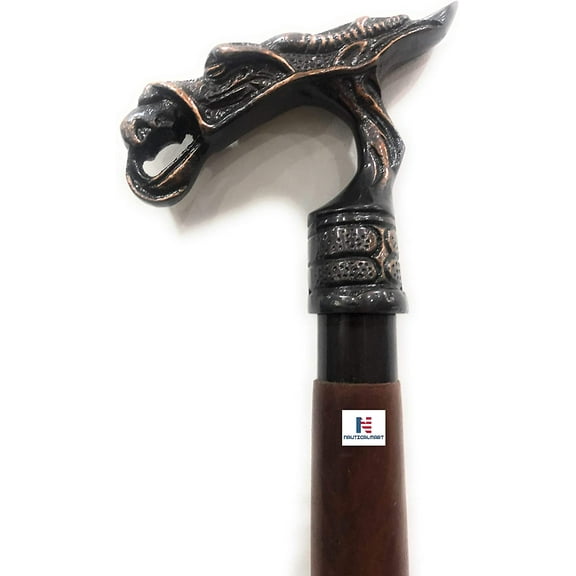 Solid Brass Dragon Head Walking Stick for Seniors/Grandparents Affordable Gift